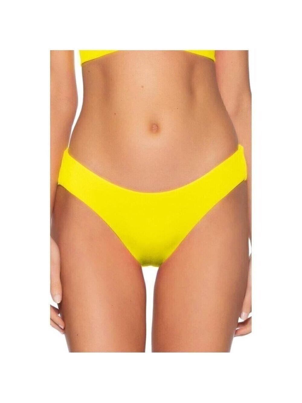 Becca "adela" color code yellow bikini bottoms womens sz Medium BNWOT hipster